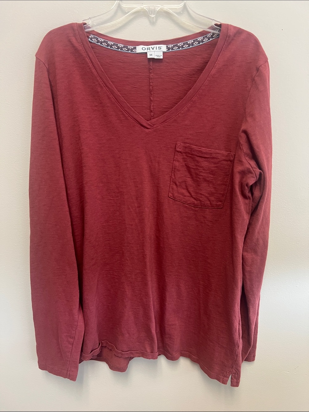 EUC Orvis V neck pocket long sleeve top